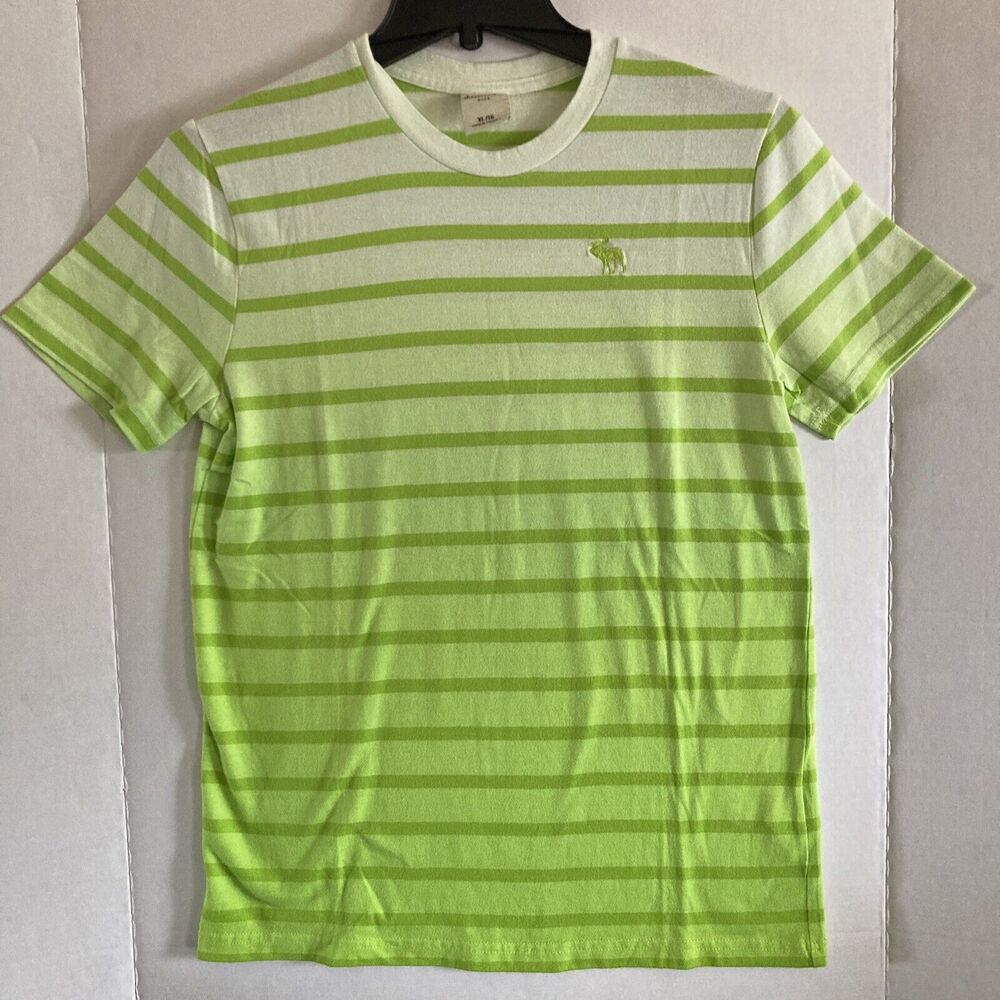 NWOT Abercrombie kids Lime Green Ombré Striped short sleeve shirt size XL 16